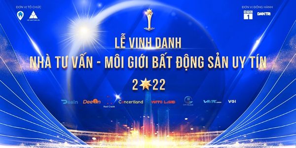 Mẫu backdrop lễ vinh danh nh&agrave; m&ocirc;i giới bất động sản uy t&iacute;n