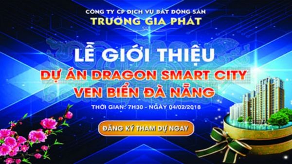 Mẫu backdrop lễ giới thiệu dự &aacute;n dragon smart city