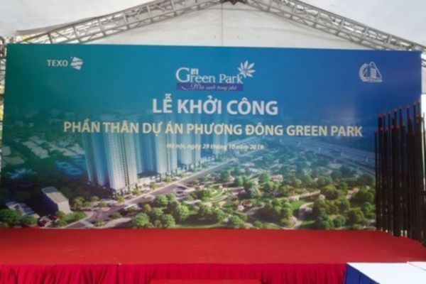 Backdrop lễ khởi c&ocirc;ng dự &aacute;n phương đ&ocirc;ng green park