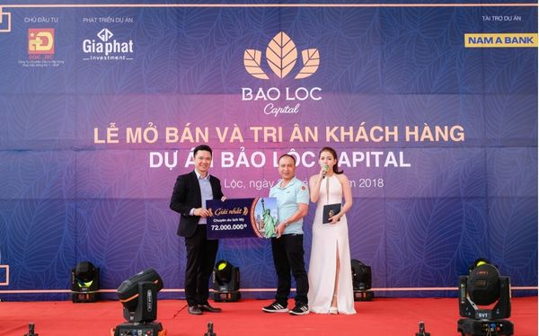 Backdrop lễ mở b&aacute;n v&agrave; tri &acirc;n kh&aacute;ch h&agrave;ng dự &aacute;n bảo lộc capital