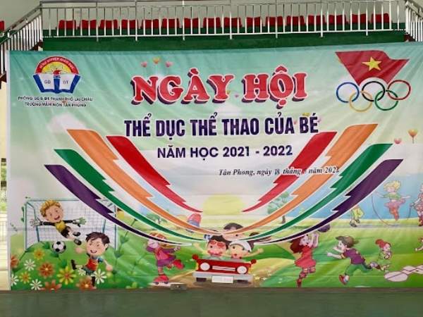Backdrop ng&agrave;y hội thể thao trường tiểu học
