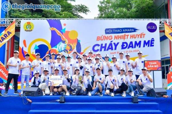 Backdrop ng&agrave;y hội thể thao c&ocirc;ng ty