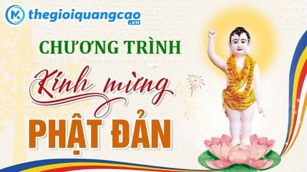 Mẫu backdrop Phật Đản đẹp, trang trọng