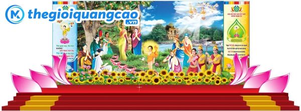 Làm backdrop lễ Phật Đản chất lượng