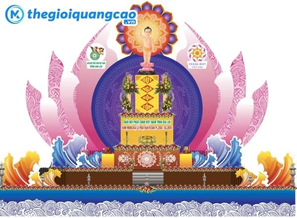 Thiết kế backdrop Phật Đản chuyên nghiệp