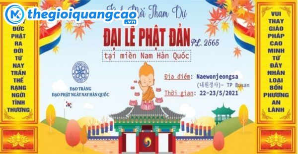 In ấn backdrop lễ Phật Đản giá rẻ tại Thế Giới Quảng Cáo