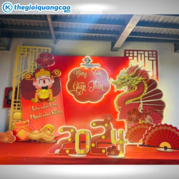 Mẫu backdrop 3D kết hợp tiểu cảnh