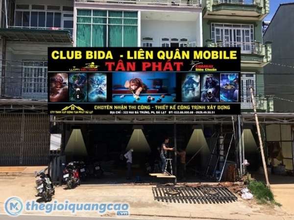 Thi c&ocirc;ng bảng hiệu bida bạt hiflex