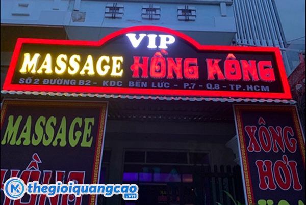Mẫu bảng hiệu massage Hồng K&ocirc;ng bằng Led
