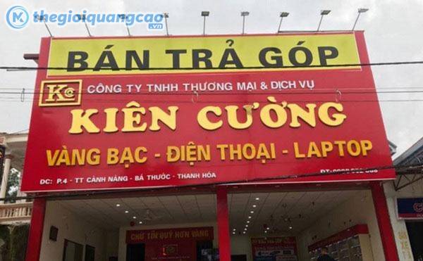 Mẫu bảng hiệu tiệm v&agrave;ng đẹp ki&ecirc;n cường