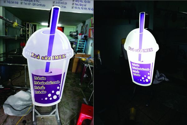 Mẫu hộp đèn ly trà sữa Imex đẹp, nổi bật