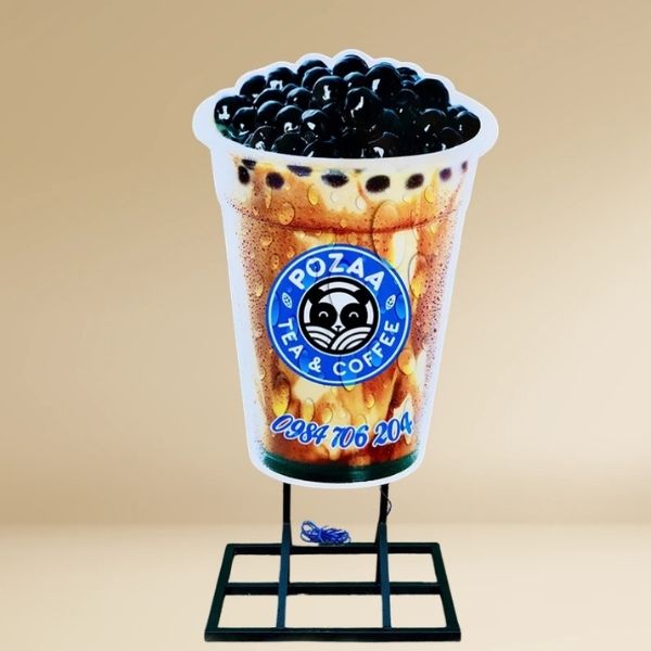 Mẫu bảng hiệu hình ly trà sữa Pozza