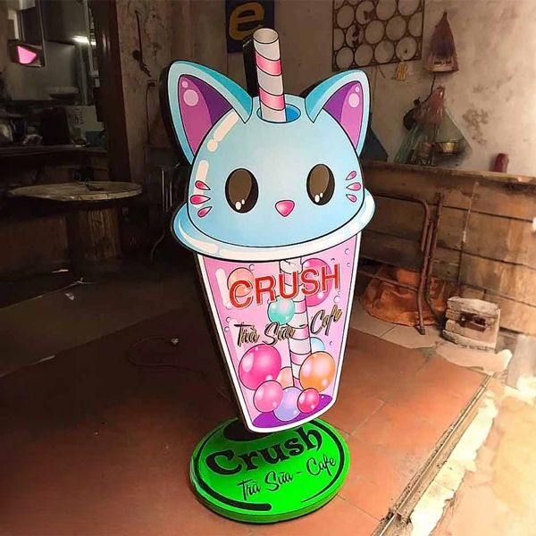 Mẫu biển hiệu hộp đèn ly trà sữa Crush