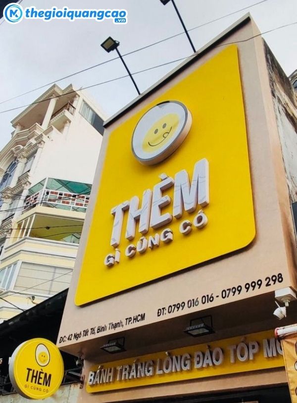 Mẫu bảng hiệu alu chữ mica cho quán ăn vặt