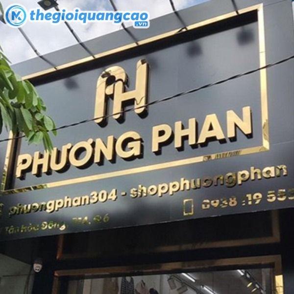 Mẫu bảng hiệu mica chữ nổi inox