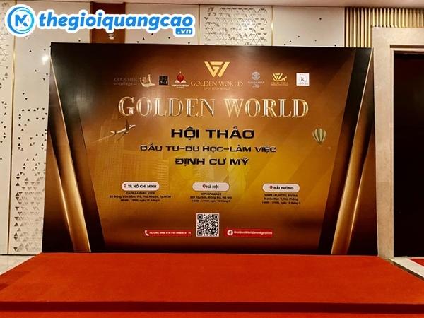 Thi c&ocirc;ng ph&ocirc;ng nền sự kiện hội thảo cho doanh nghiệp